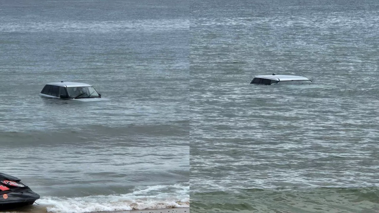 Range Rover becomes submerged after 'rolling' into North Sea at Blyth