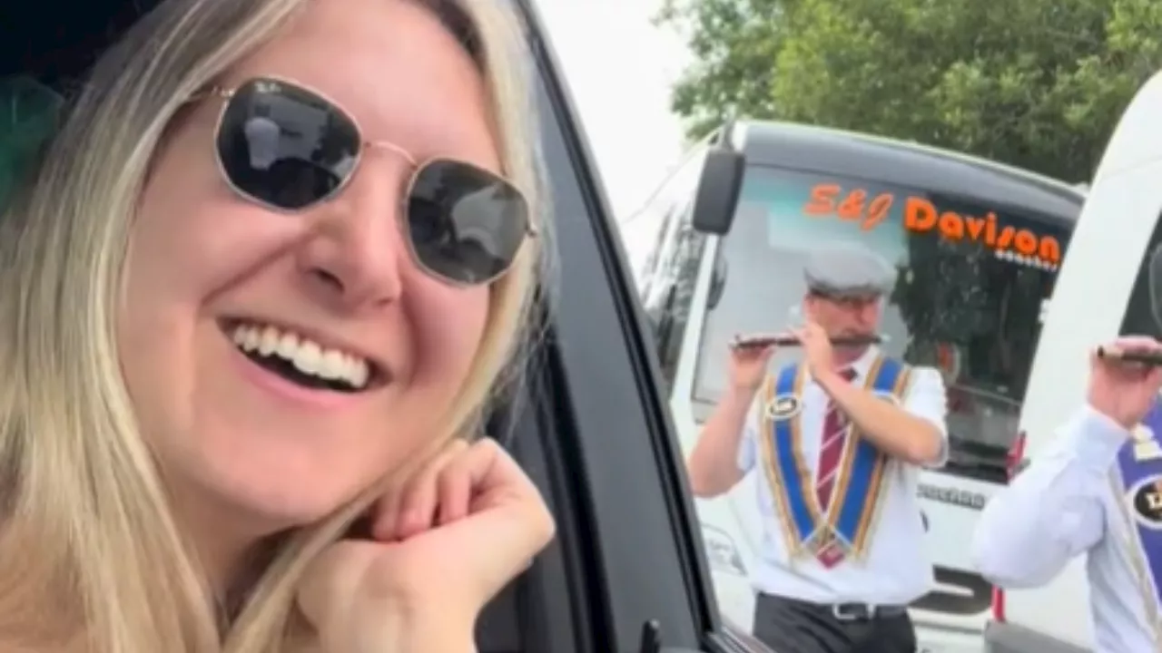 American tourist accidentally gets stuck in Orange Order parade