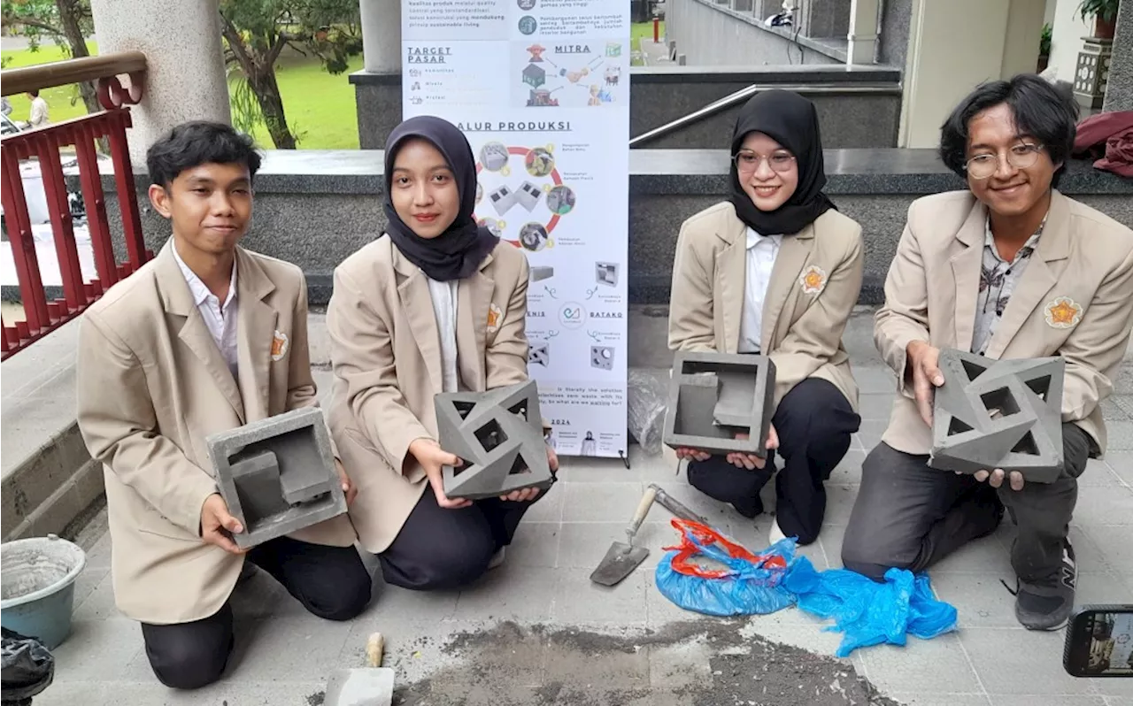 Mahasiswa UGM Mengkreasikan Sampah Plastik dan Oli Bekas Jadi Batako Enviroblock