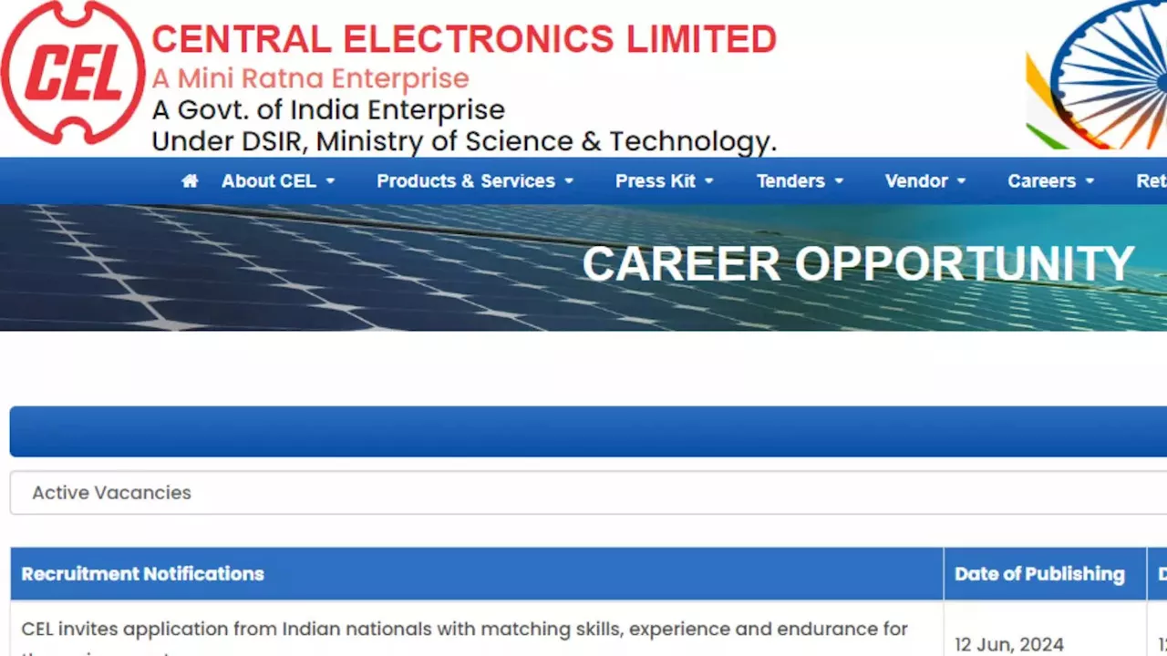 CEL Vacancy 2024: मैनेजर और डिप्टी इंजीनियर समेत ढेरों वैकेंसी, सेंट्रल इलेक्ट्रॉनिक्स लिमिटेड में तुरंत करें आवेदन