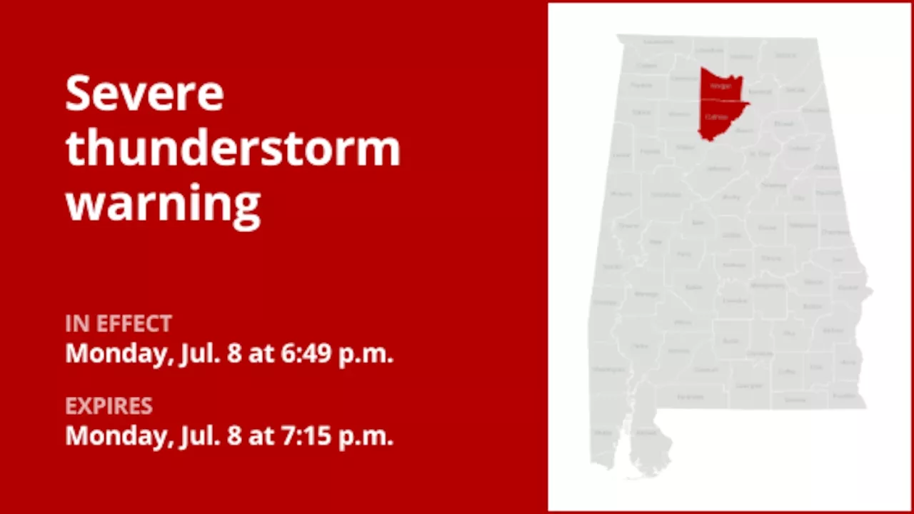 Thunderstorms with penny-sized hail and damaging winds to hit Cullman and Morgan counties Monday