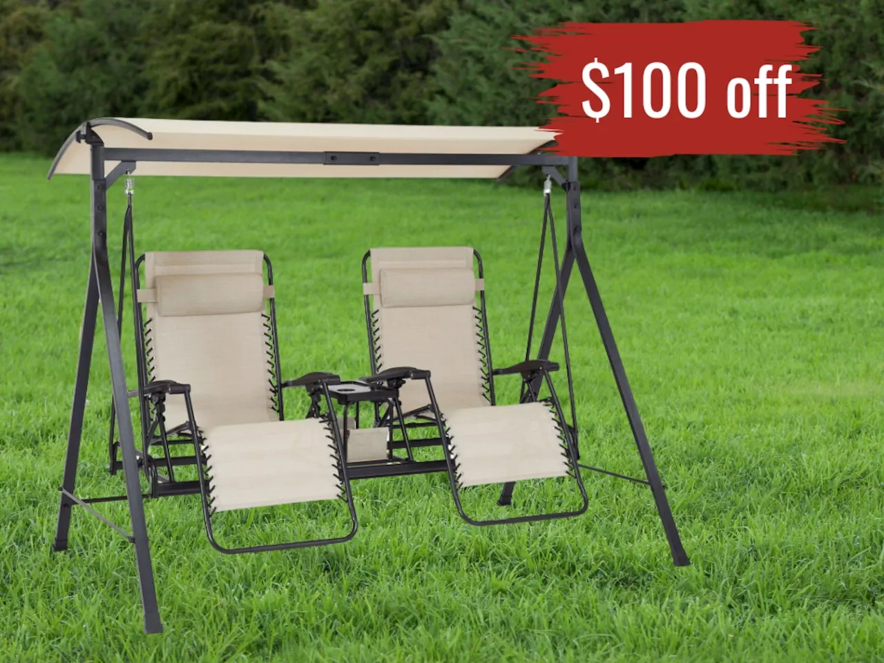 Walmart has a great reclining double outdoor swing for less than $200