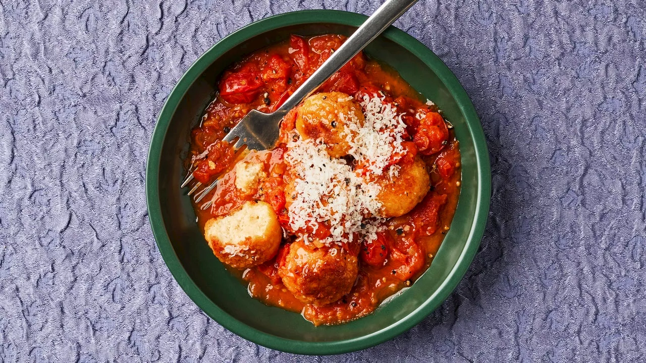 Tofu Meatballs in Burst Tomato Sauce