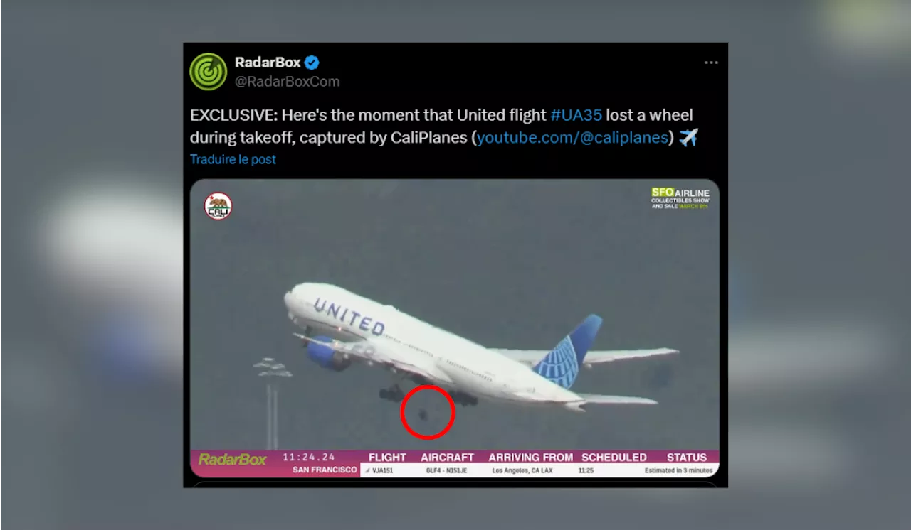 Boeing : un avion de la compagnie United Airlines perd une roue en plein décollage (vidéo)