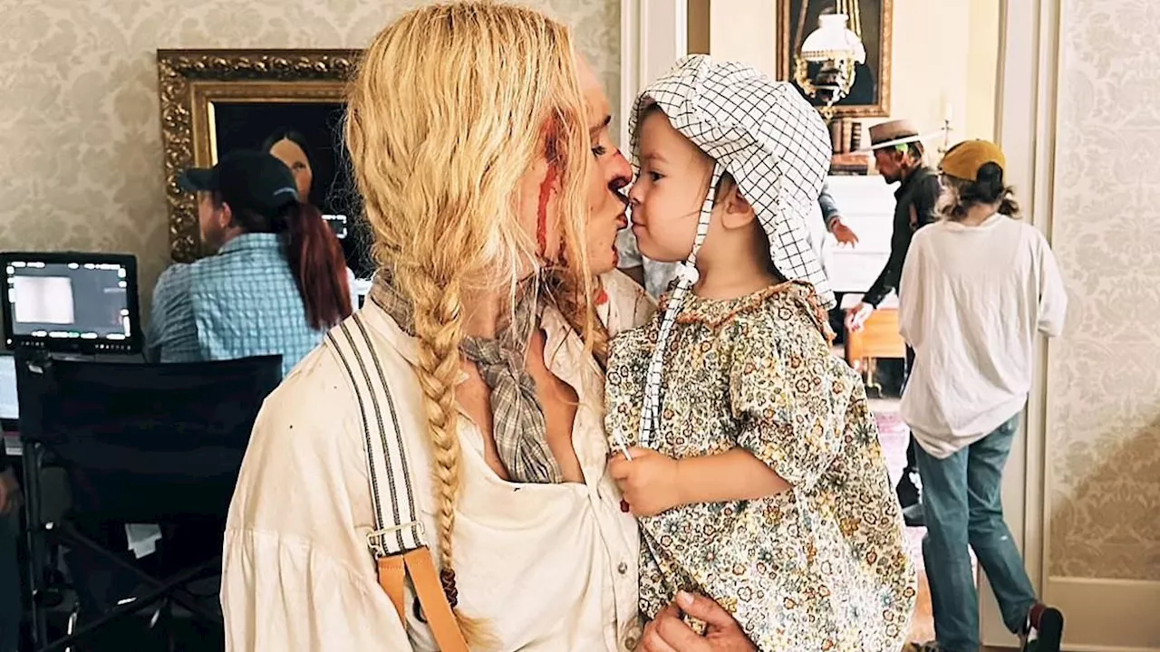 Rumer Willis poses with daughter Louetta, one, in heartwarming photos taken on the set of her movie...