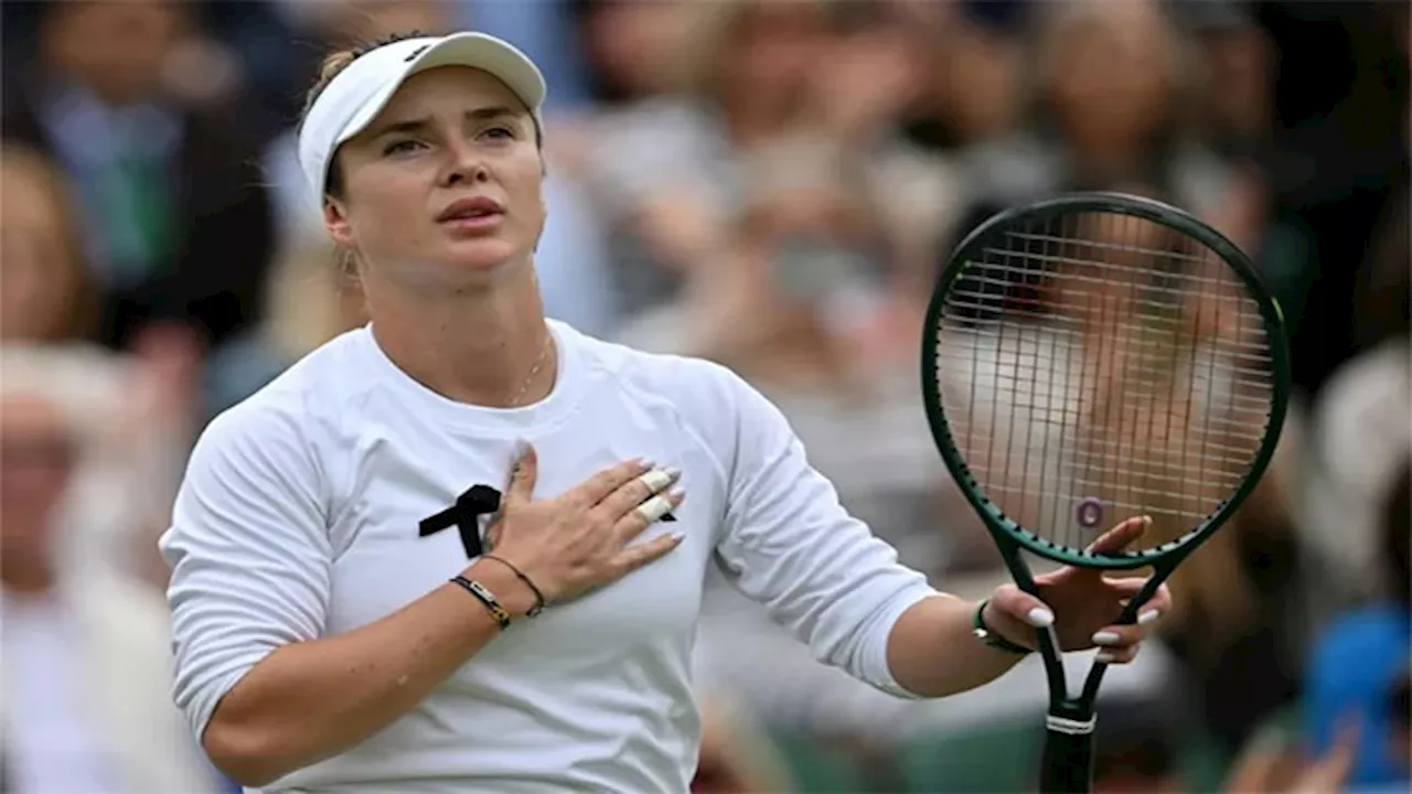 Tearful Svitolina wears black ribbon at Wimbledon after Ukraine hospital attack