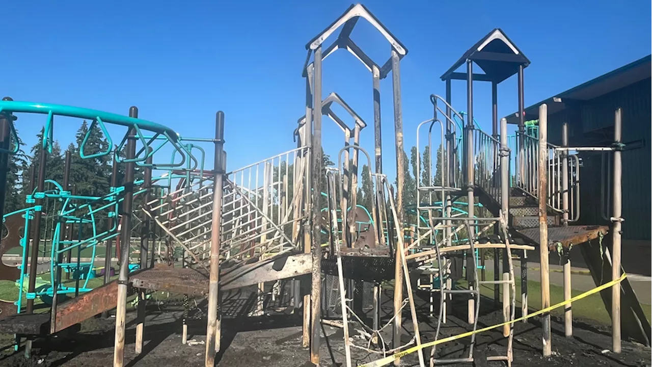 Bellevue elementary playground burns down for 2nd year in a row, police suspect arson