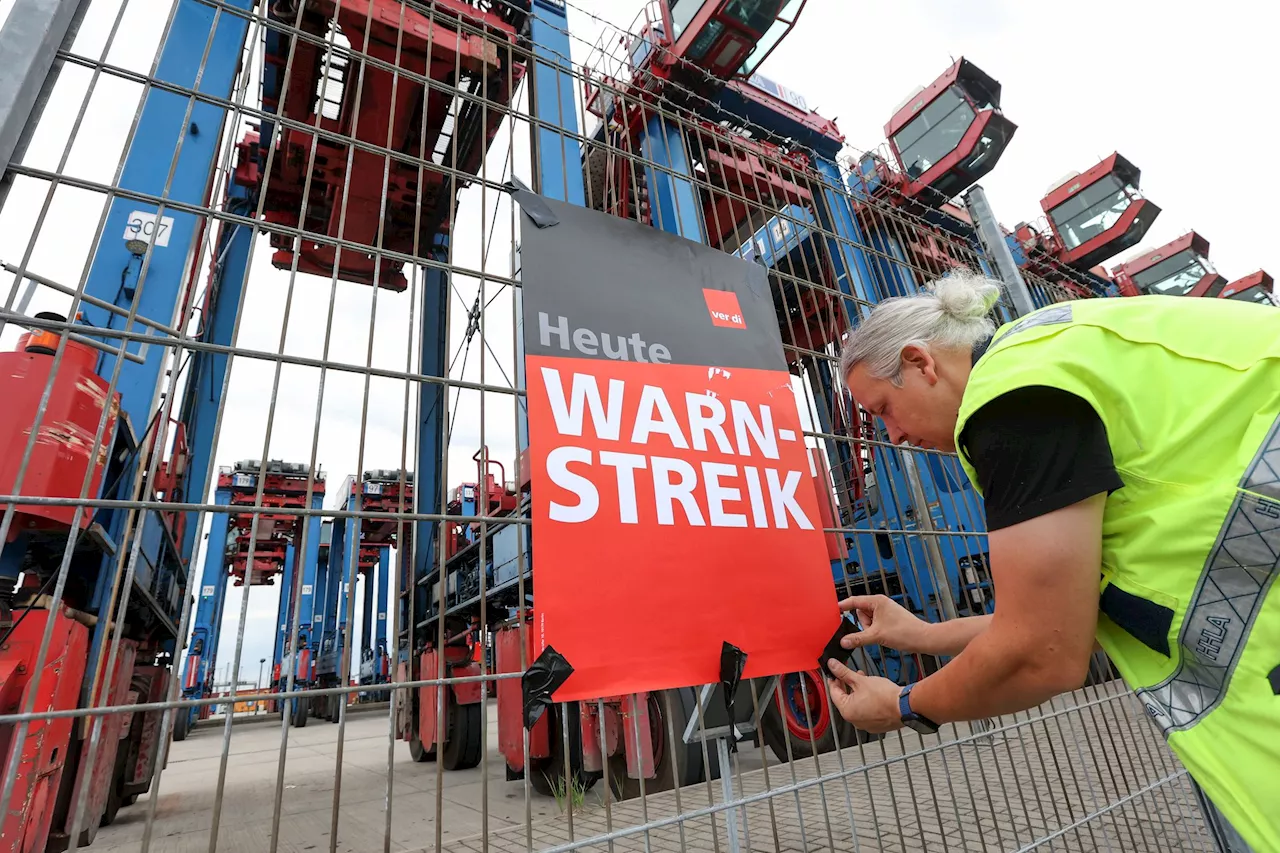 Warnstreik im Hamburger Hafen hat begonnen