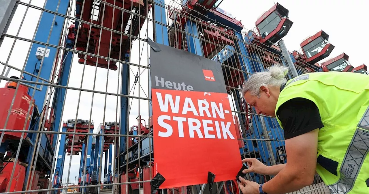 Warnstreik im Hamburger Hafen hat begonnen