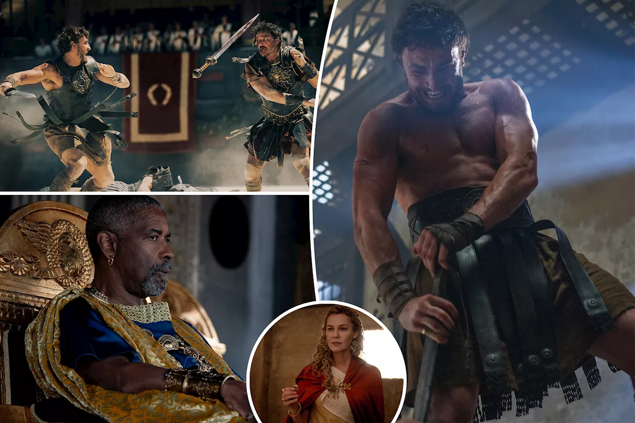 Shirtless Paul Mescal and Pedro Pascal have bloody arena battle in ‘Gladiator II’ trailer