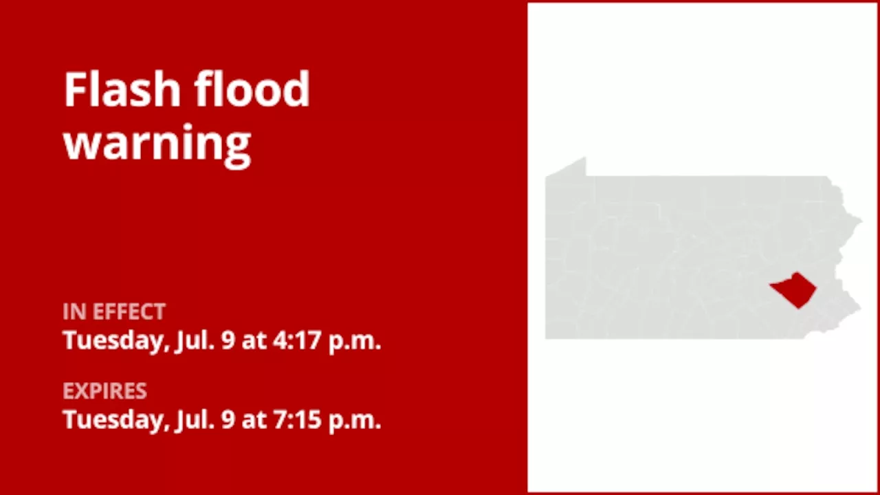 Flash flood warning for Berks County Tuesday evening