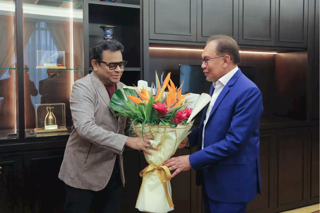 India's superstar musician A R Rahman pays courtesy visit to Malaysian Prime Minister Anwar Ibrahim