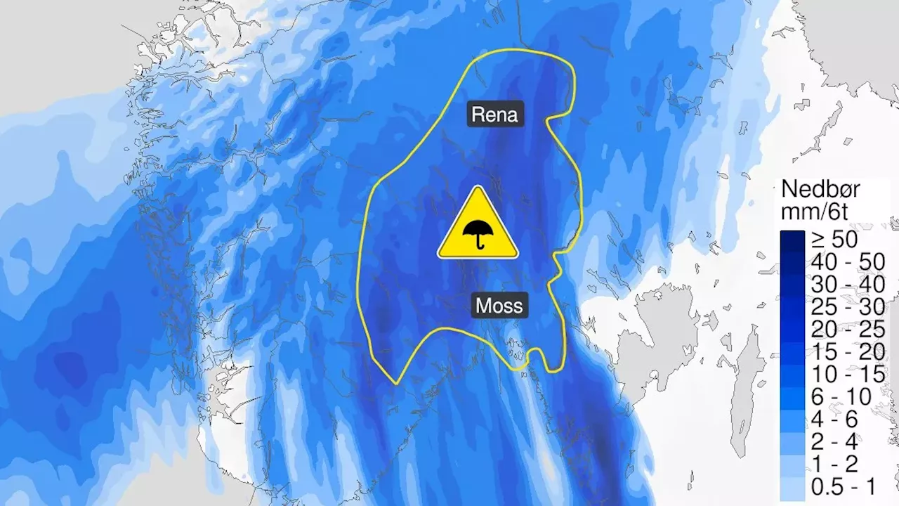 Gult farevarsel på Østlandet: – Venter 40 millimeter