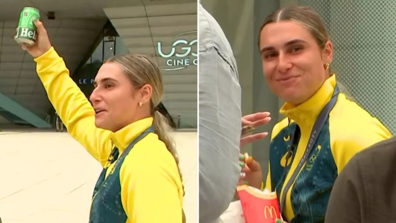 Aussie bronze medallist Natalya Diehm sinks beer live on camera before mum’s Maccas run