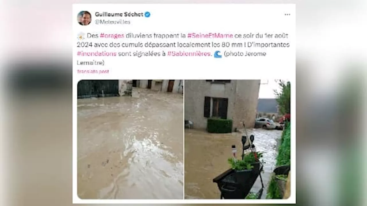 Orages: la Seine-et-Marne touchée par des pluies diluviennes, le département en vigilance orange crues