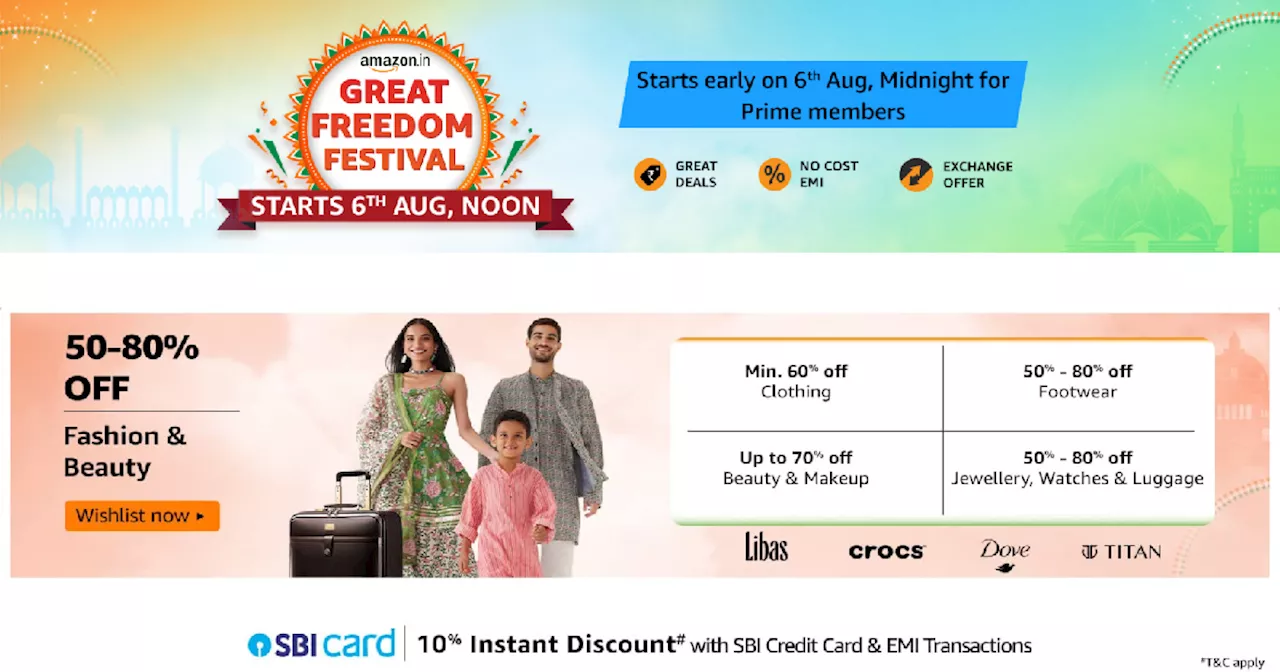 Amazon Great Freedom Festival Sale 2024: 80% तक की छूट पर Fashion और Beauty आइटम्स पर लगने जा रही है महासेल