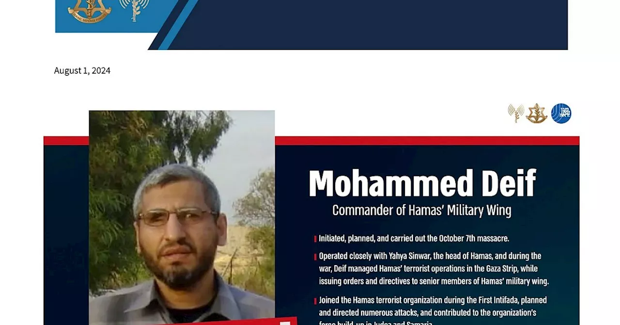 Israel erklärt einflussreichen Hamas-Militärchef für tot