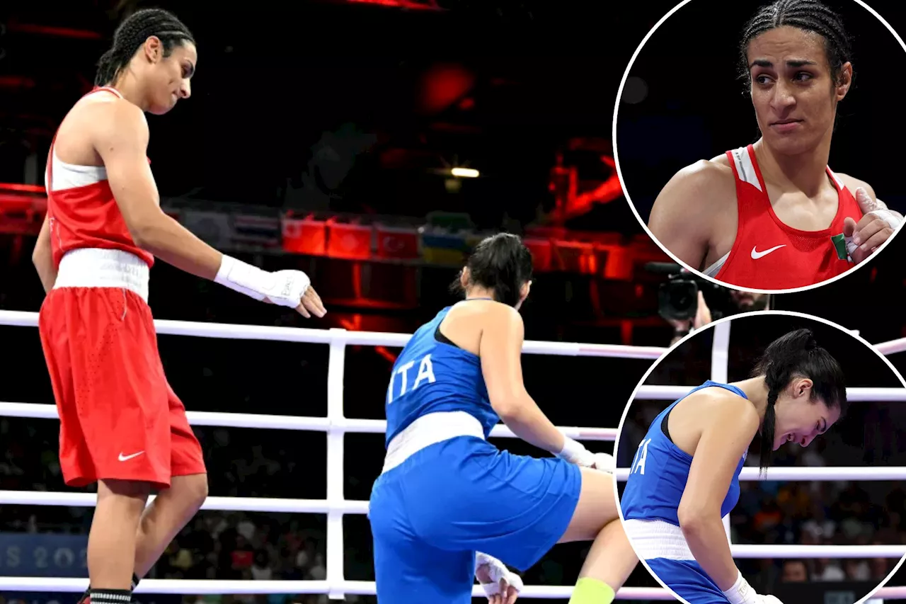 Boxer in middle of Olympics gender storm forces distraught first opponent to quit 46 seconds into fight