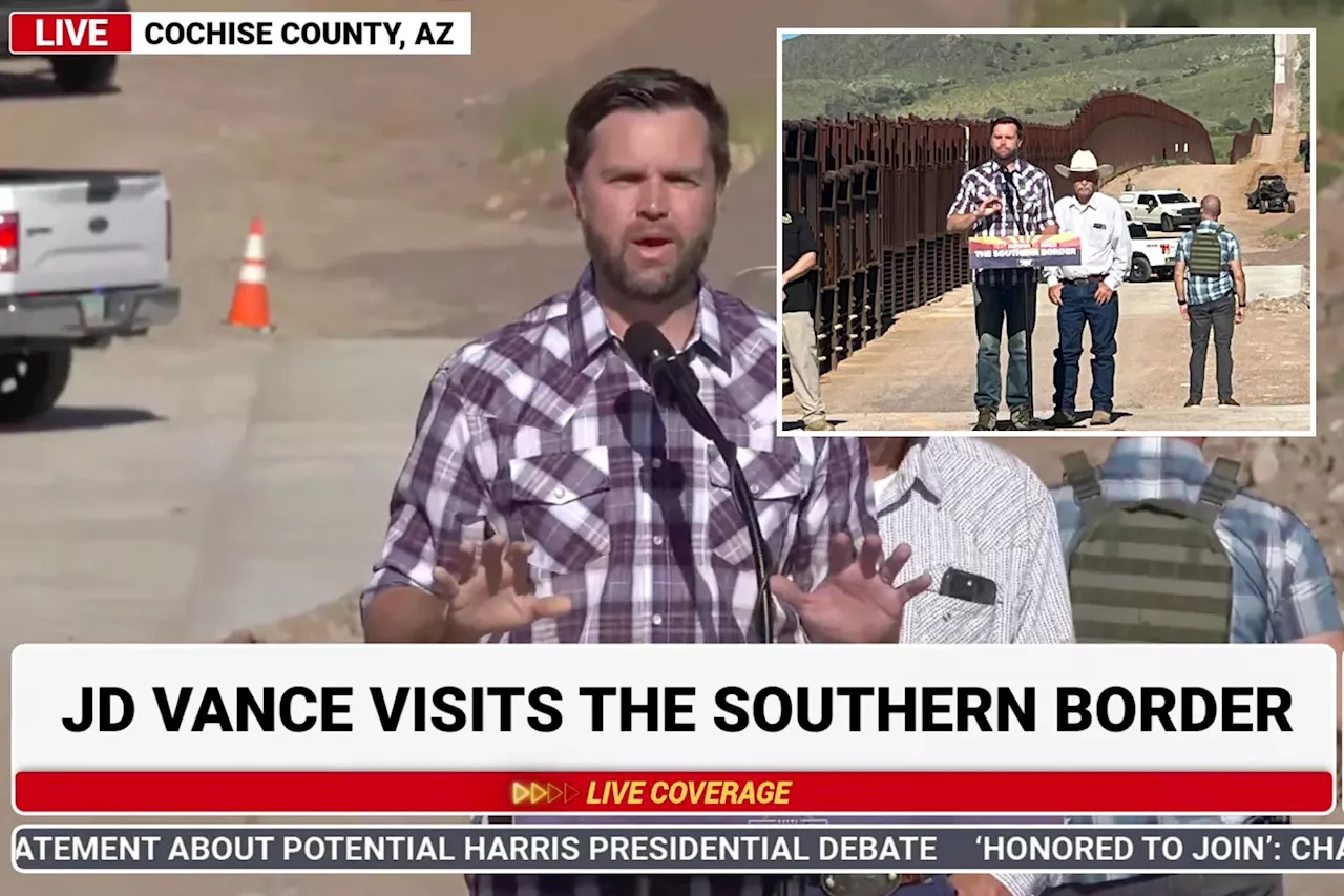 JD Vance slams Kamala Harris as failed 'border czar' during a tour of the US border