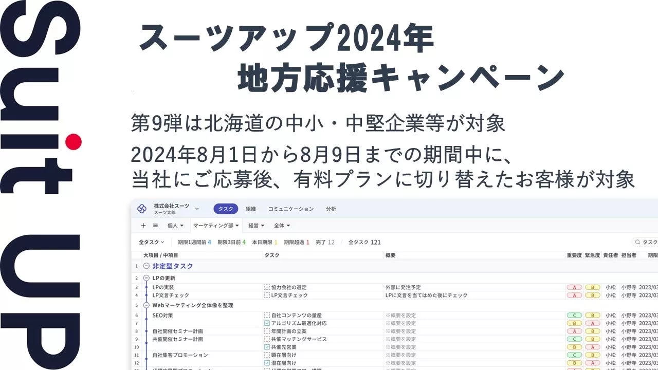 「スーツアップ2024年地方応援キャンペーン」第9弾（北海道）のお知らせ