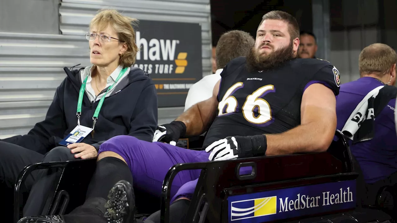 Baltimore Ravens Guard Leaves Practice With Head Injury