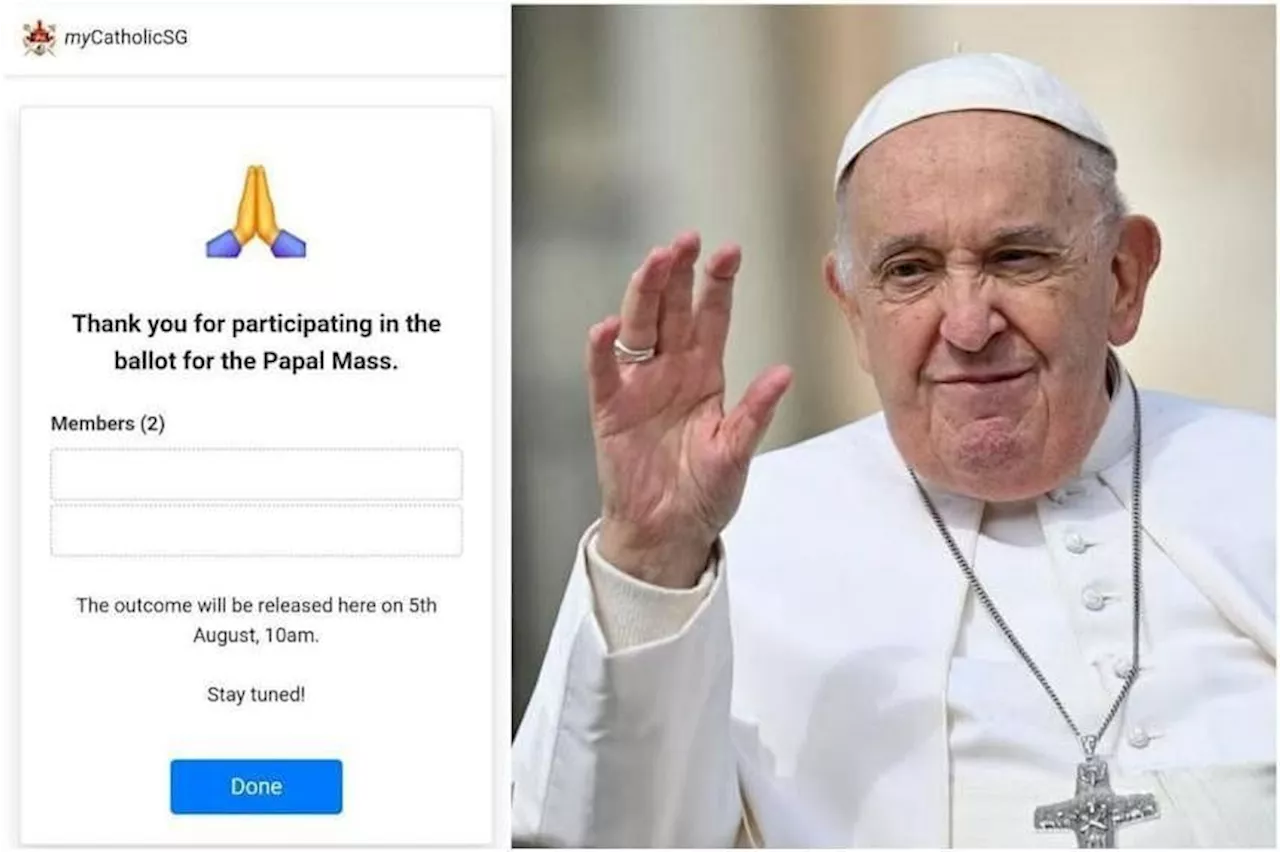 Pope Francis’ Singapore mass: Ticket ballot results out on Aug 5; Second ballot for unsuccessful applicants