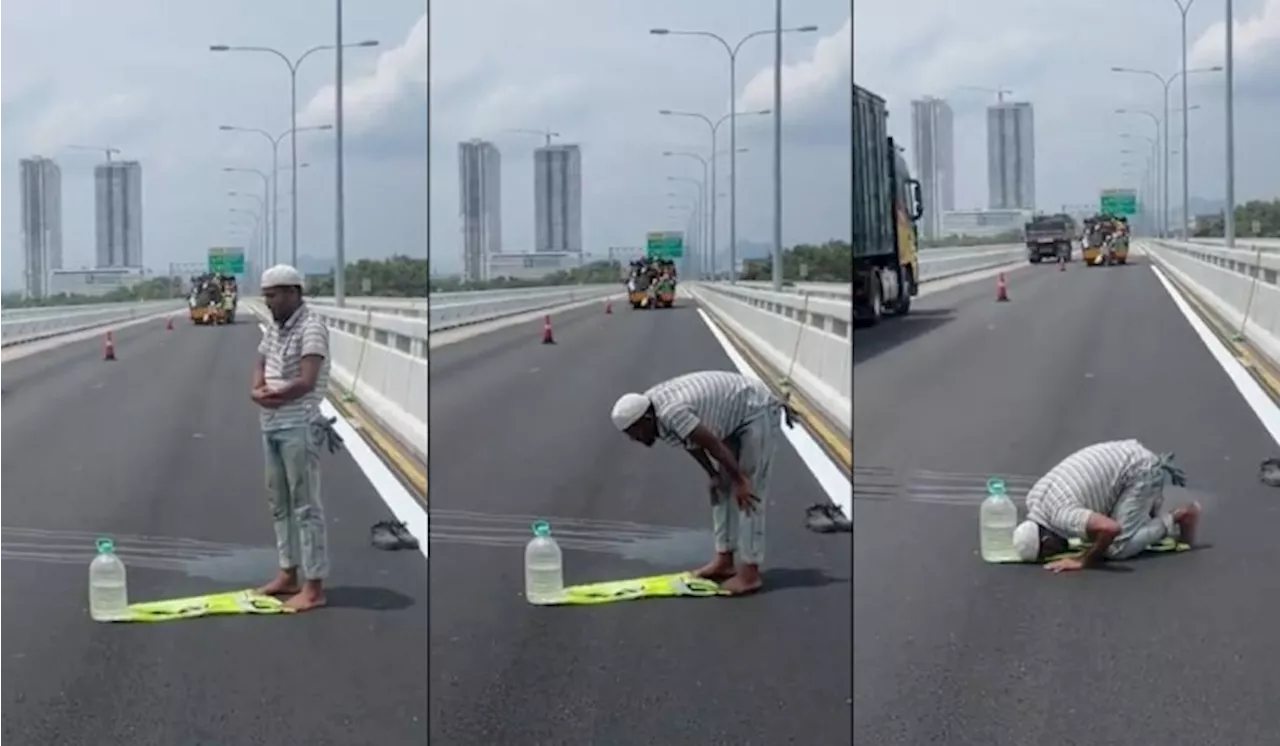 – Ramai Insaf Lepas Lihat Pekerja Penyelenggaraan Solat Tepi Jalan Beralaskan Vest Keselamatan