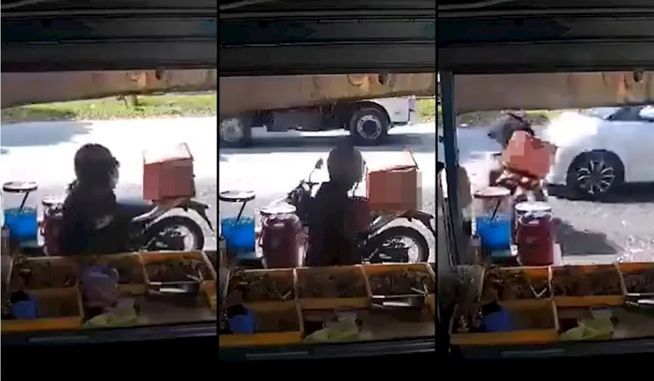 [Video] Rider Nyaris Dilanggar Kereta Selepas Bawa Lari Bekas Duit Jualan Gerai Tarik Perhatian Ramai