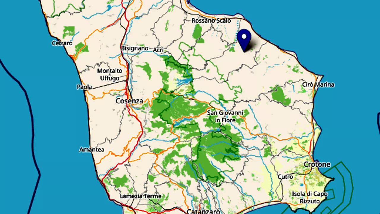 Forte scossa di terremoto in provincia di Cosenza