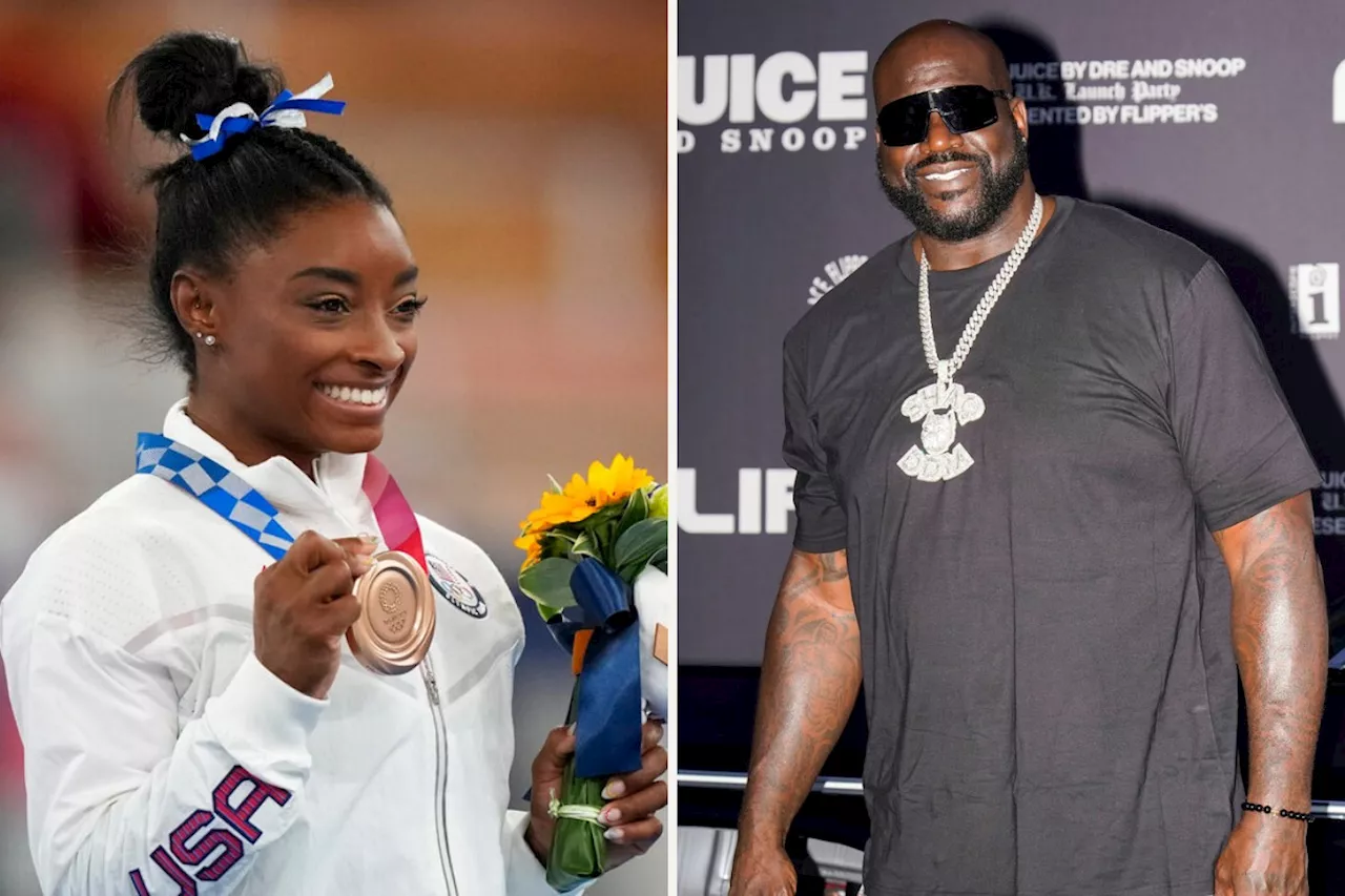 Simone Biles e Shaquille O' Neal: Foto mostrando diferença de altura viraliza nas redes