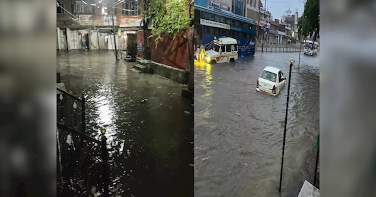 बारिश में पानी-पानी हुई राजस्थान की जयपुर राजधानी, सड़कों पर तैर रही कारें, देखिए Photos