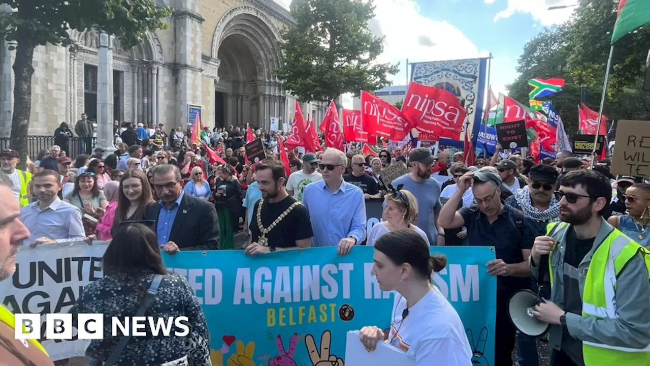 Anti-racism campaigners march in central Belfast