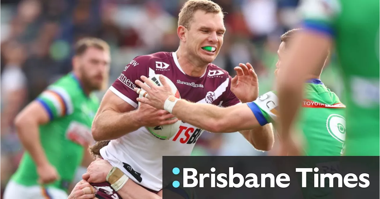 Trbojevic brings up 100th NRL try as Manly crush Raiders’ finals hopes