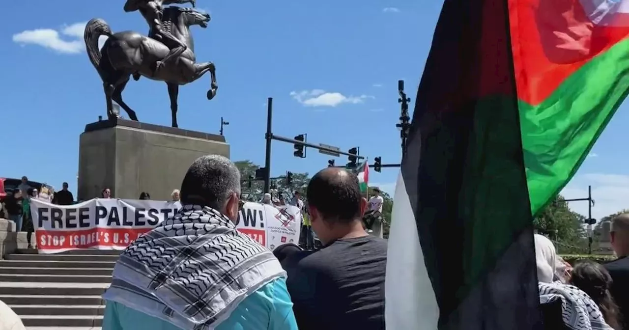 Dozens take to Chicago streets to protest Israeli airstrike in Gaza