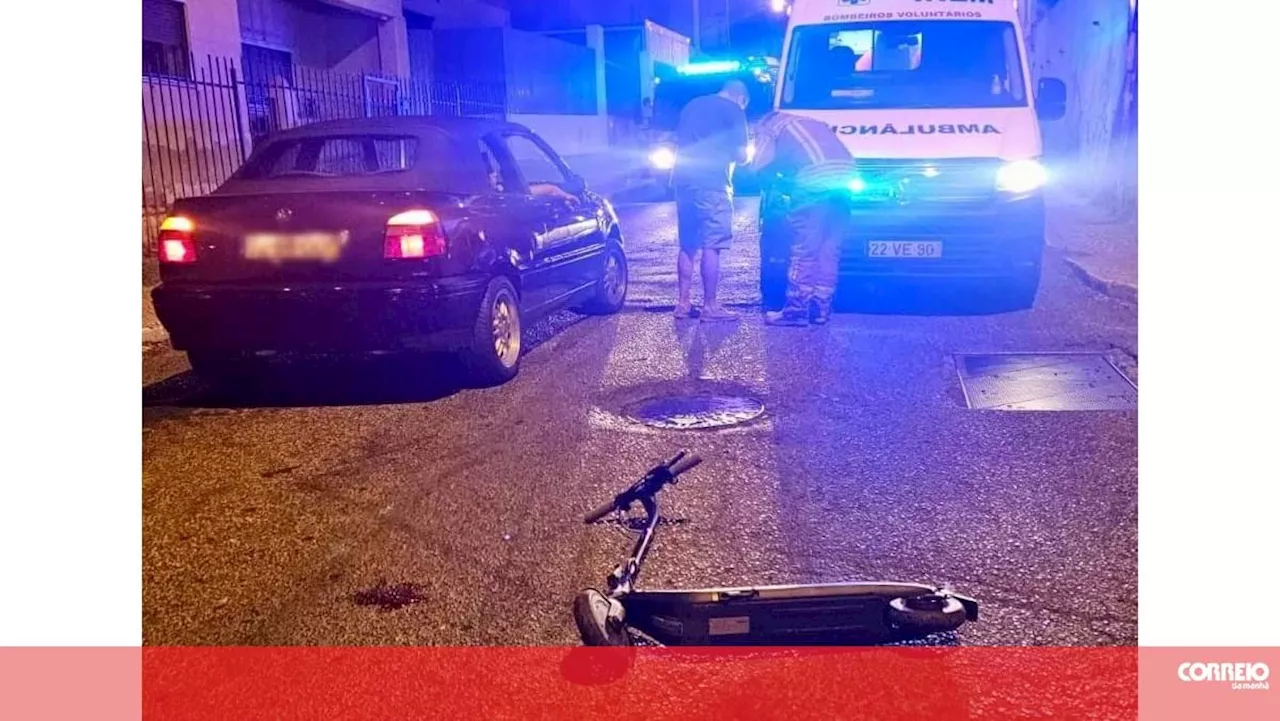 Homem sofre ferimentos numa colisão entre uma trotineta elétrica com carro em Camarate