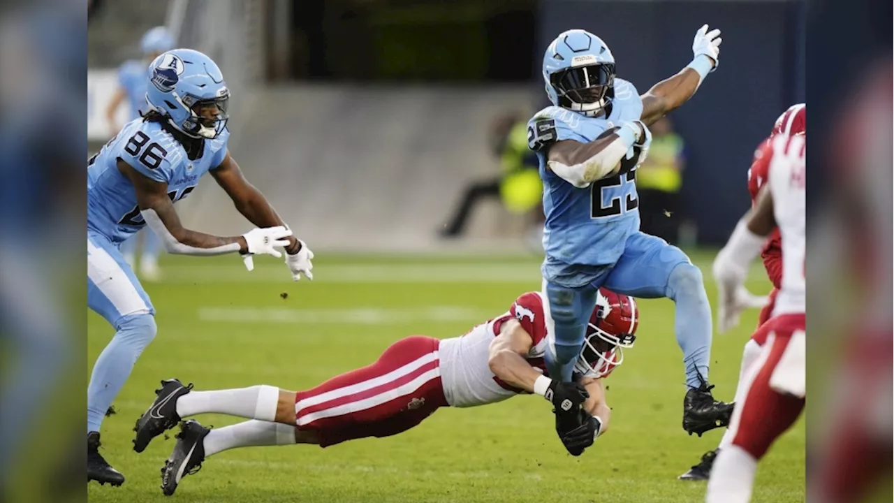 DaShaun Amos, Janarion Grant score key TDs to rally Argos past Stampeders 39-25