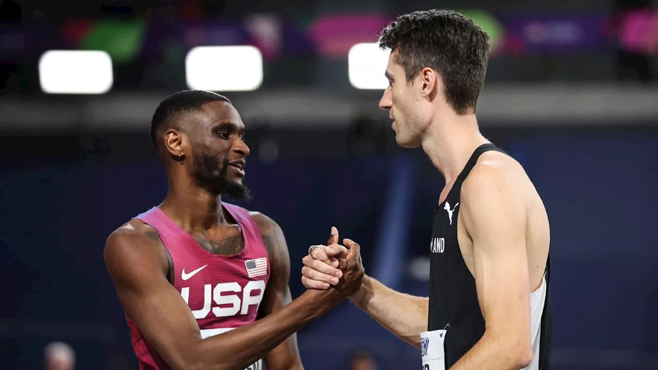 USA's Shelby McEwen loses high jump tiebreaker to Hamish Kerr