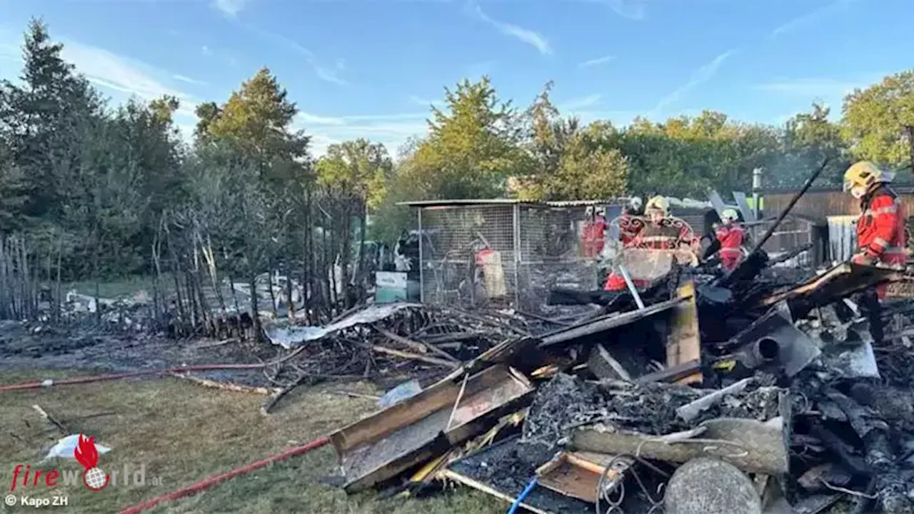 Schweiz: Mehrere Wohnwagen und Bungalows bei Feuer mit Explosionen am Campingplatz in Winterthur zerstört