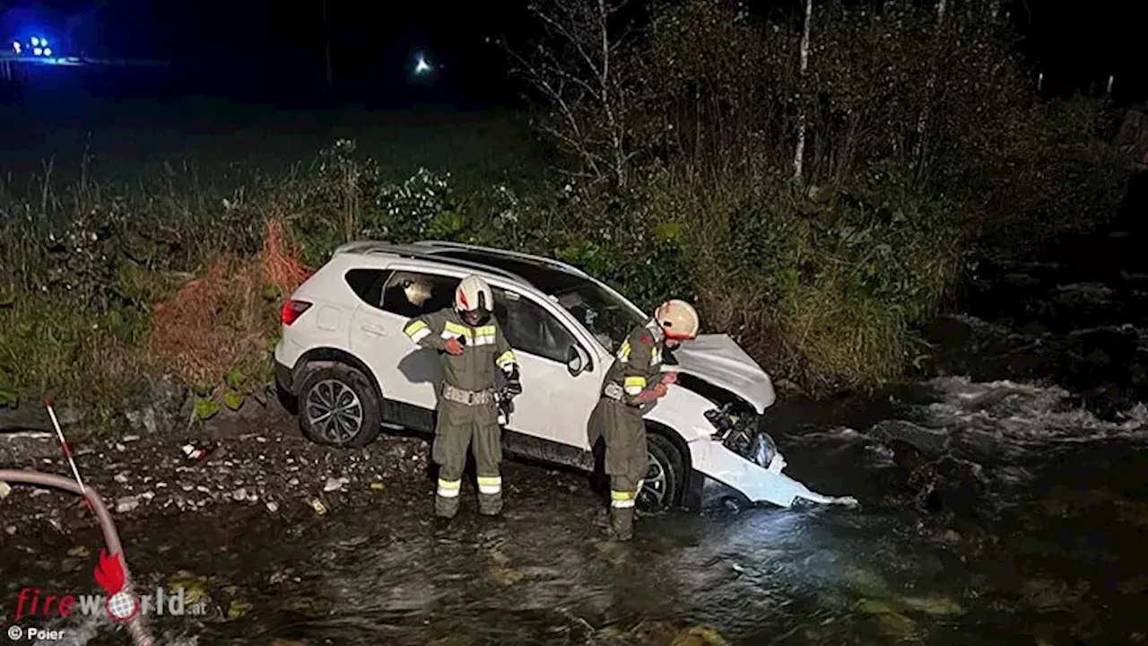 Stmk: Pkw landet nach Verkehrsunfall in Pusterwaldd in Bachbett, Lenker verletzt