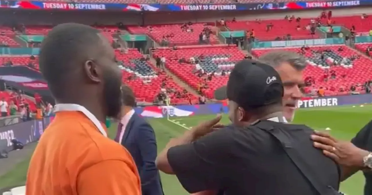 Roy Keane exchanges awkward hug with influencer ahead of Community Shield