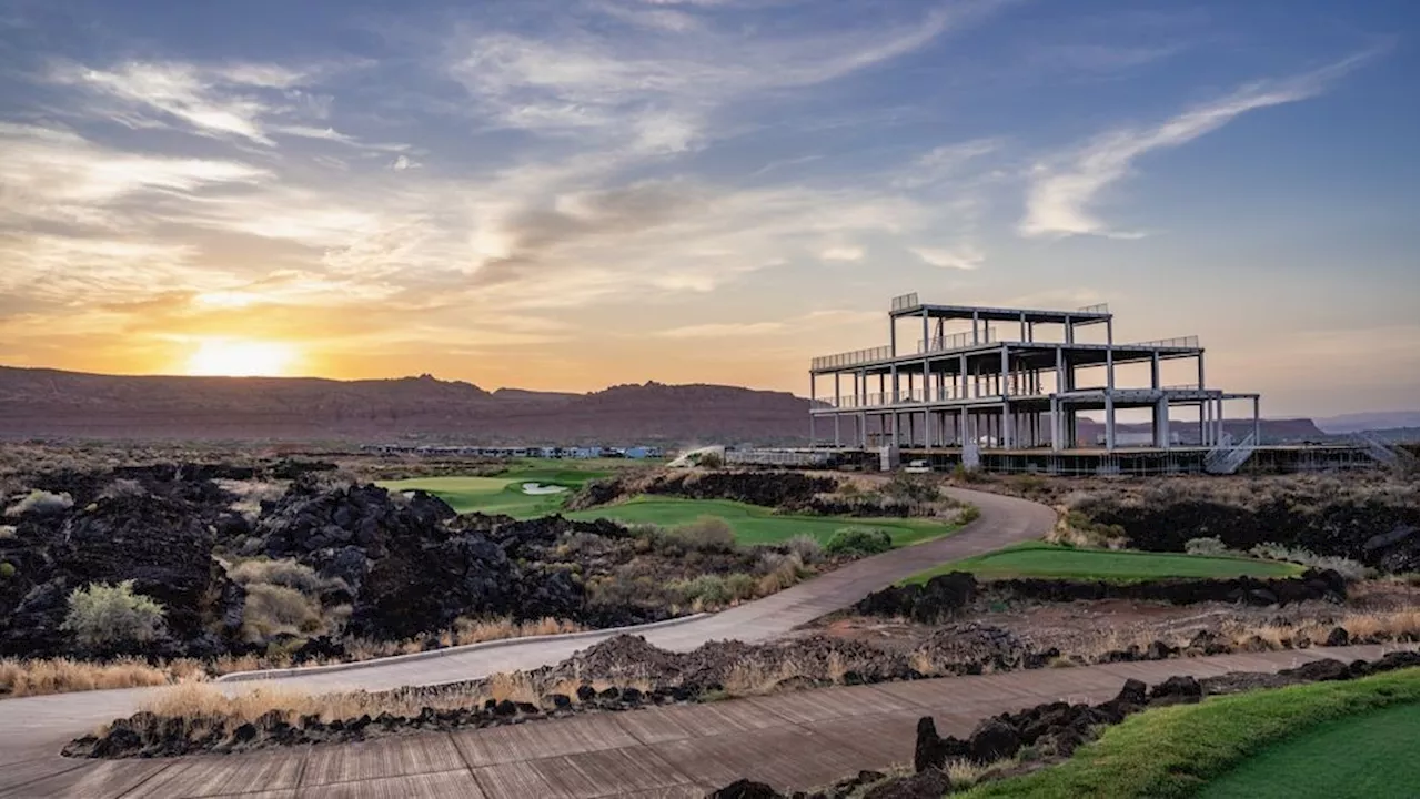 Grandstands; hospitality construction underway at Black Desert Resort for PGA Tour Event