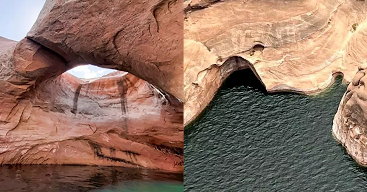 Large geological feature known as the ‘Double Arch’ and the ‘Toilet Bowl’ collapses in southern Utah