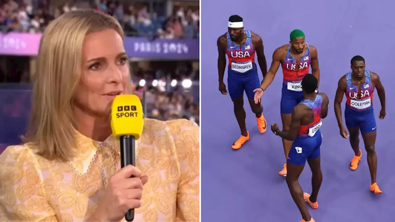 Gabby Logan stuns viewers with expletive phrase to describe Team USA's Olympic relay drama