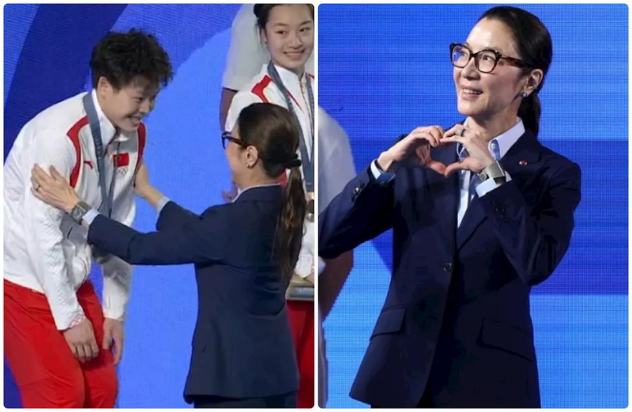 Michelle Yeoh brings Hollywood glamour to her first Olympic medal presentation