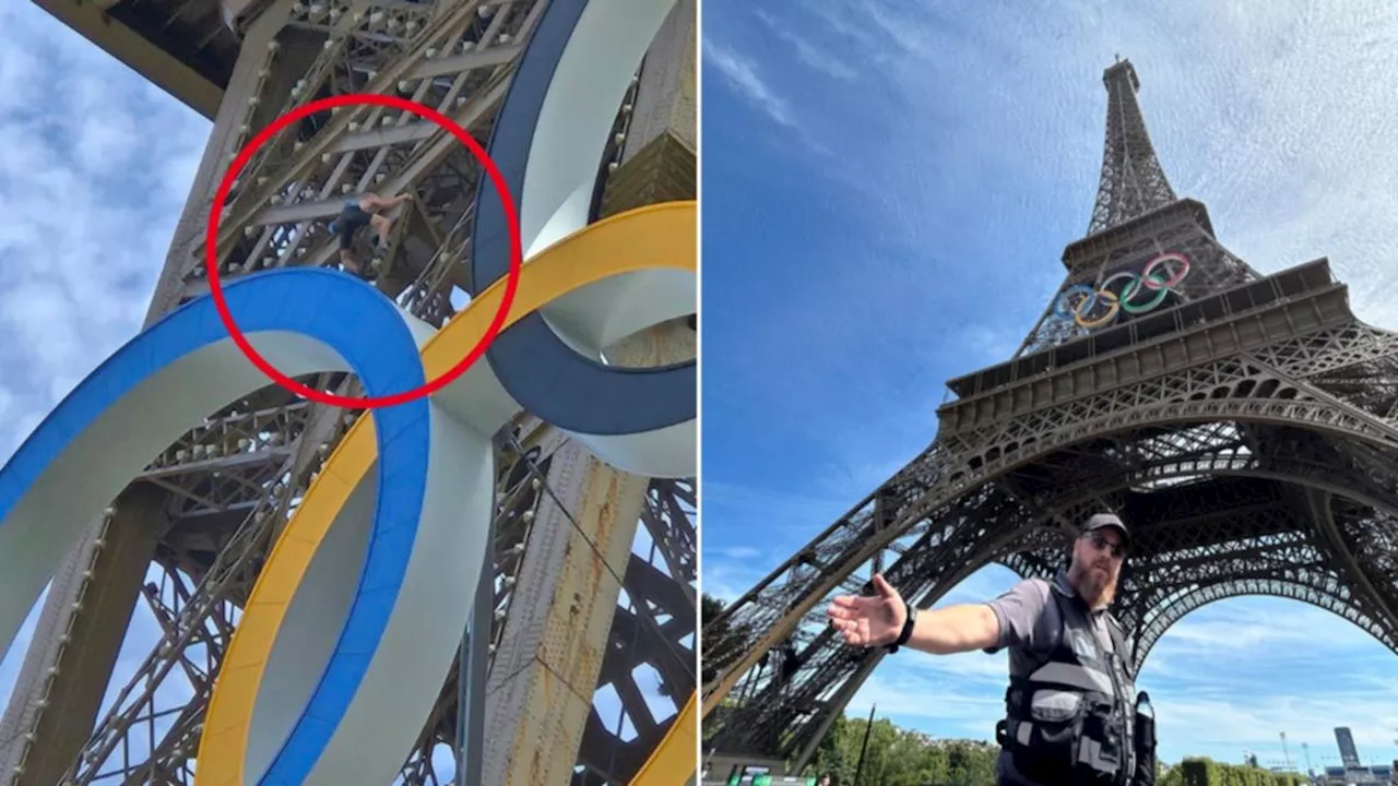 Olympics rocked by security emergency as shirtless man climbs Eiffel Tower