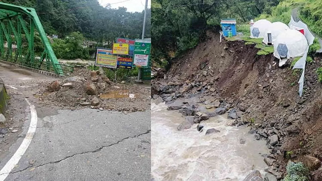 Rainfall: तुंगनाथ घाटी में मूसलाधार बारिश से भू-धंसाव, केदारघाटी को जोड़ने वाले कुंड पुल पर भी खतरा, तस्वीरें