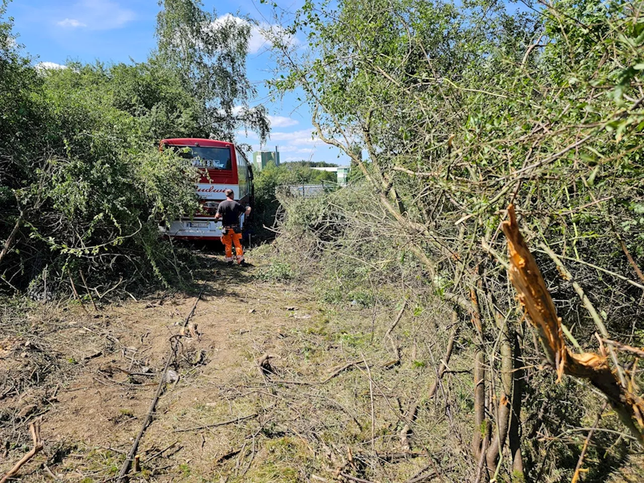 Unfall in Sachsen: Reisebus auf A72 verunglückt