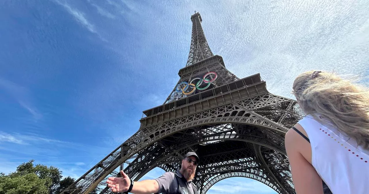 Shirtless man seen climbing up Eiffel Tower hours before Olympics closing ceremony