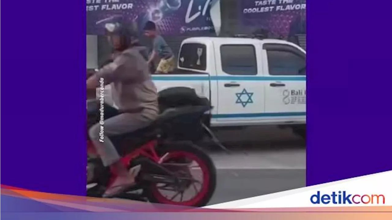 Viral! Mobil Bergambar Bendera Israel Mengaspal di Jalanan Bali