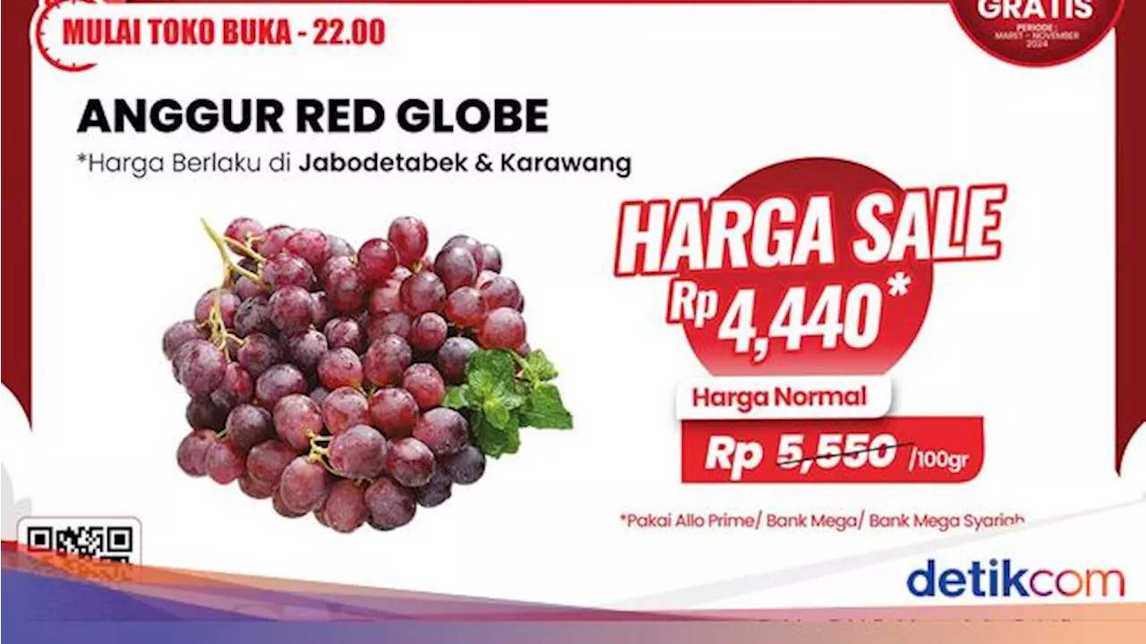 Beli Anggur Red Globe di Transmart Full Day Sale Murah Meriah, Cuma Rp 4 Ribuan